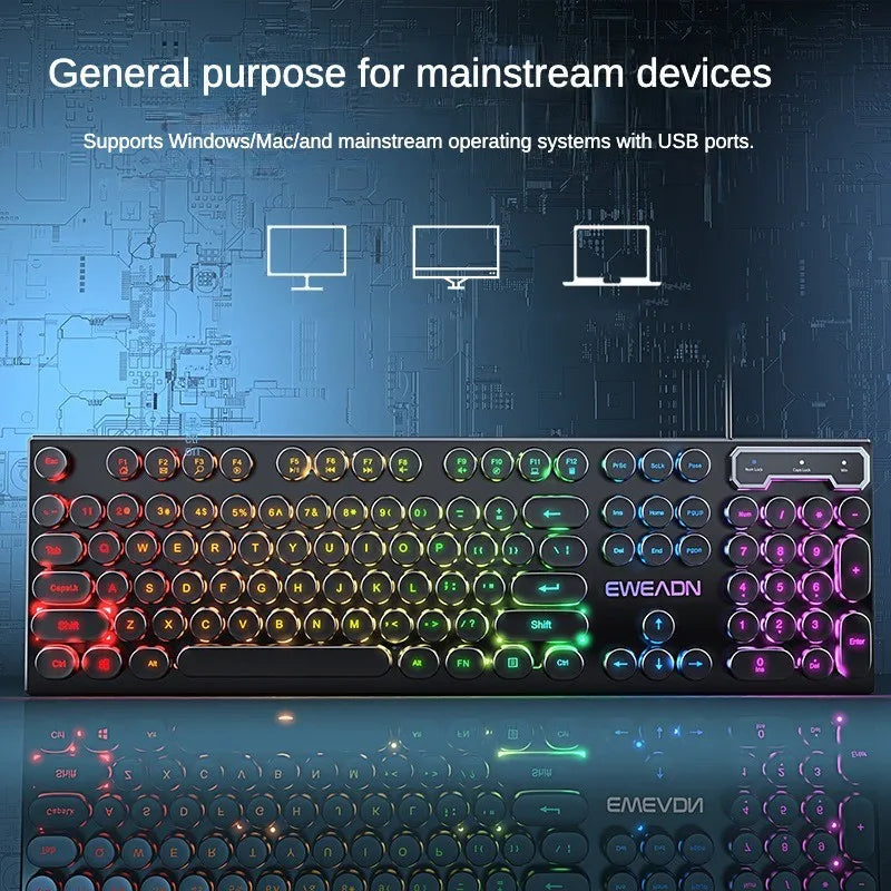 Mechanical Feel Gamer Keyboard ,Floating Button Design 104 Keys Waterproof And Dustproof Ergonomic  Wired Keyboard for Pc Gamer